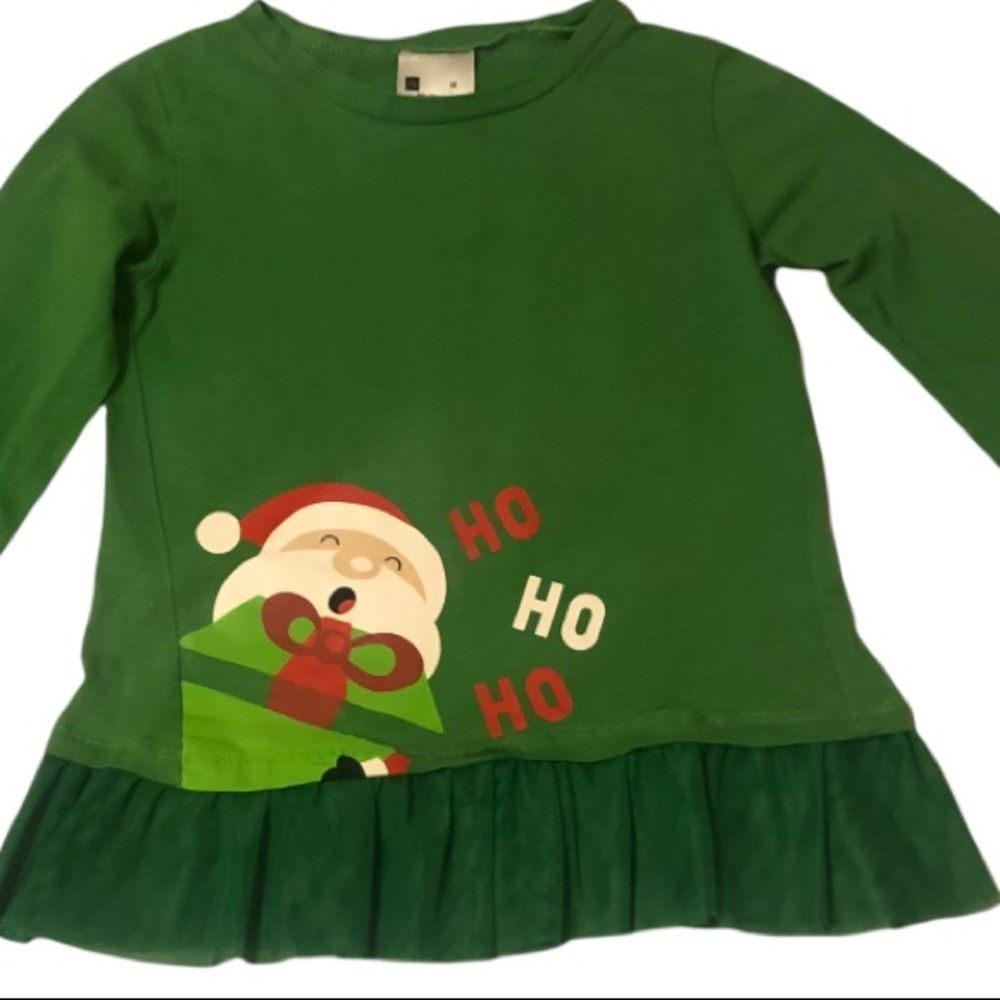 Lily & Dan Green Santa Clause Christmas Shirt M